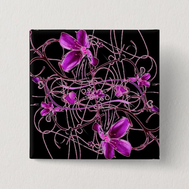 Bóton Quadrado 5.08cm Botão das flores (Frente)