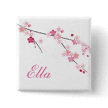 Botão das flores de cerejeira de Sakura com nome