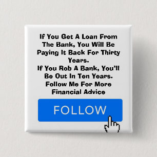 Bóton Quadrado 5.08cm Botão de aconselhamento financeiro