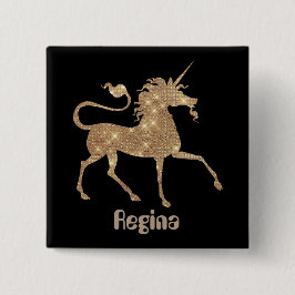 Bóton Quadrado 5.08cm botão de adicionar nome do unicórnio mágico do our