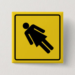 Bóton Quadrado 5.08cm Botão de advertência da mulher