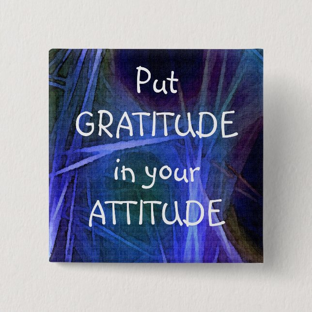 Bóton Quadrado 5.08cm Botão de Afirmação Positiva GRATITUDE Arte Fractal (Frente)