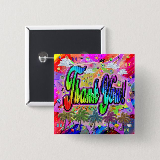 Bóton Quadrado 5.08cm Botão de agradecimento do Vista Express (Frente & Verso)
