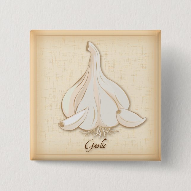 Bóton Quadrado 5.08cm Botão de alho (Frente)