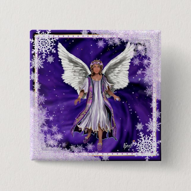 Bóton Quadrado 5.08cm Botão de Alma Roxo (Frente)