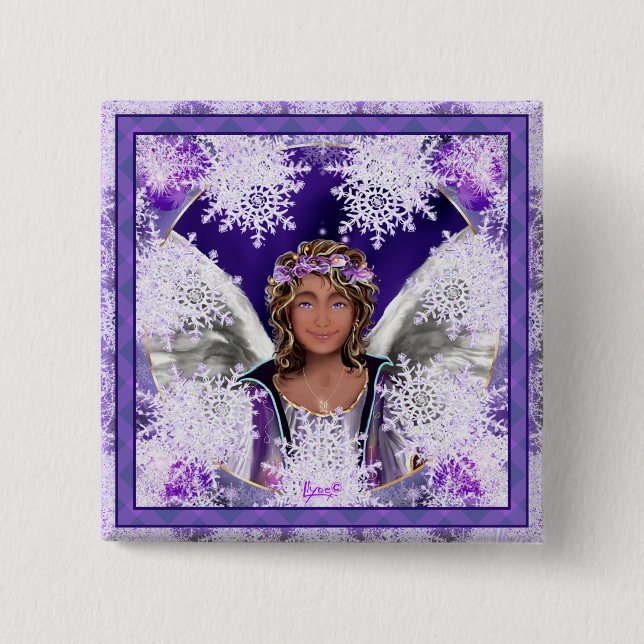 Bóton Quadrado 5.08cm Botão de Alma Roxo (Frente)