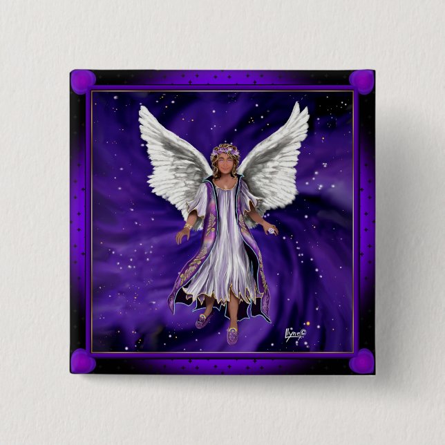 Bóton Quadrado 5.08cm Botão de Alma Roxo (Frente)