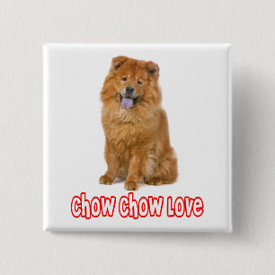Bóton Quadrado 5.08cm Botão de Amor Cachorro Chow Chow