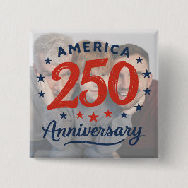 Bóton Quadrado 5.08cm Botão de Aniversário de 250 Anos da América com Fo