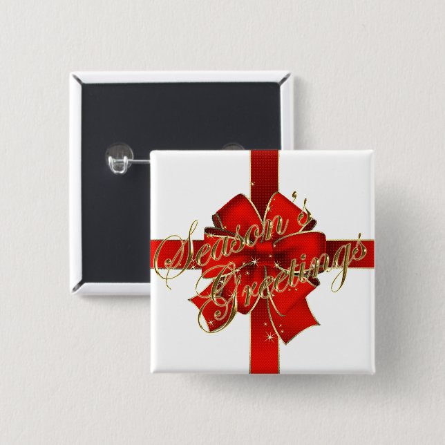 Bóton Quadrado 5.08cm Botão de Arco de Natal espumante (Frente & Verso)