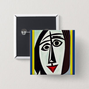 Bóton Quadrado 5.08cm Botão de Arte Abstrata