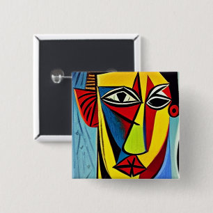 Bóton Quadrado 5.08cm Botão de Arte Abstrata