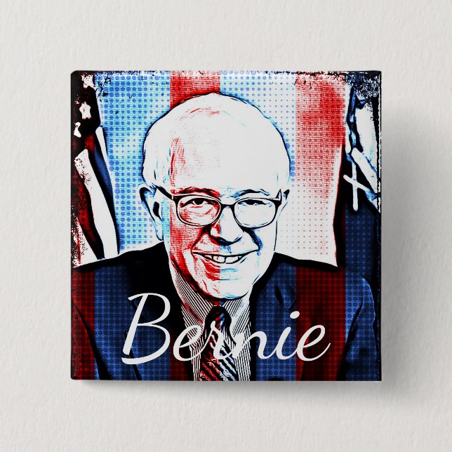 Bóton Quadrado 5.08cm Botão de Arte Digital do Pro Bernie Sanders (Frente)