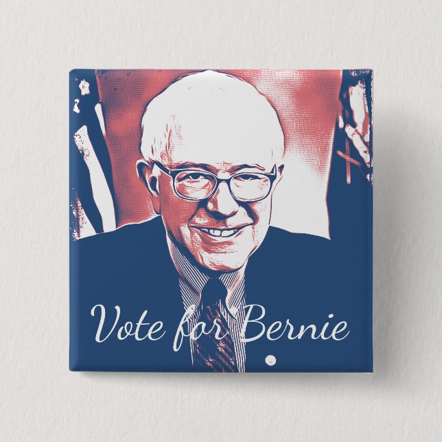 Bóton Quadrado 5.08cm Botão de Arte Digital é apoiado por Bernie Sanders (Frente)