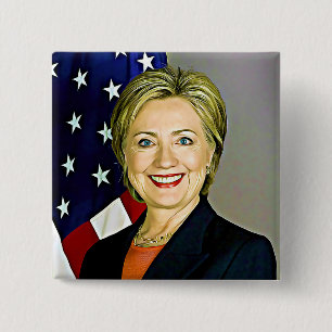 Bóton Quadrado 5.08cm Botão de Arte Digital Hilary Clinton Memabilia
