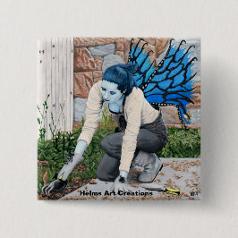 Bóton Quadrado 5.08cm Botão de Arte Fantasia do Jardim das Fadas Escuras