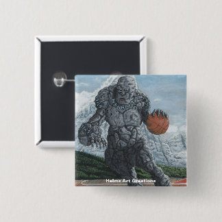 Bóton Quadrado 5.08cm Botão de Arte Stone Golem Jogando Basquete Fantasi
