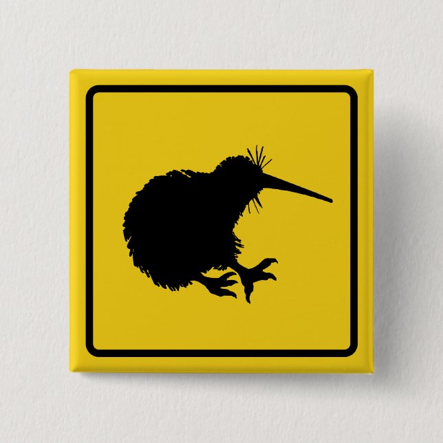 Bóton Quadrado 5.08cm Botão de aviso Kiwi (Frente)