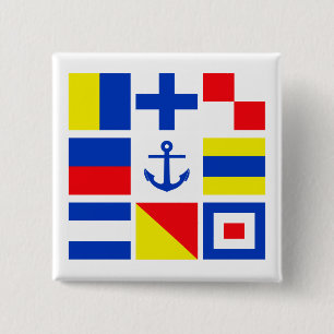 Bóton Quadrado 5.08cm Botão de bandeira marítima