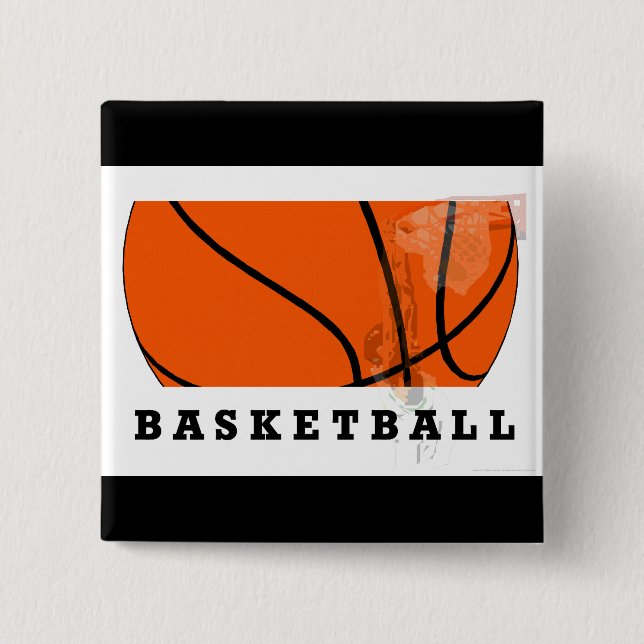 Bóton Quadrado 5.08cm Botão de Basquete (Frente)