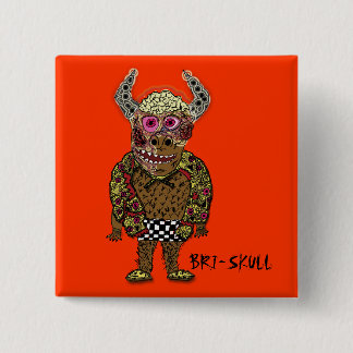 Bóton Quadrado 5.08cm Botão de BRI-SKULL