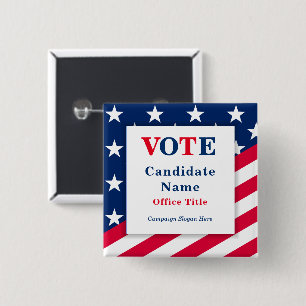 Bóton Quadrado 5.08cm Botão de Campanha de Eleição Personalizada de Sina