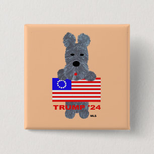 Bóton Quadrado 5.08cm Botão De Campanha Trump 2024 Com Scottish Terrier