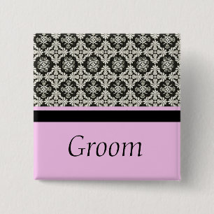 Bóton Quadrado 5.08cm botão de casamento damasco para noivo