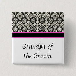 Bóton Quadrado 5.08cm botão de casamento, damasco preto