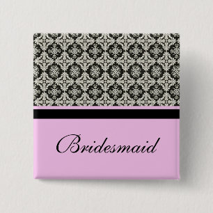 Bóton Quadrado 5.08cm botão de casamento de damasco