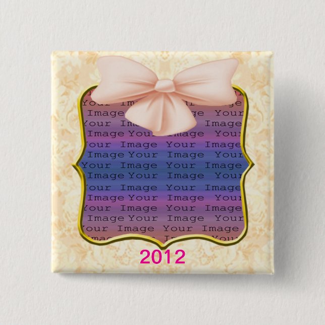 Bóton Quadrado 5.08cm Botão de Casamento do Arco Rosa (Frente)