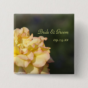 Bóton Quadrado 5.08cm Botão de Casamento Rosa Amarelo rico
