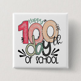Bóton Quadrado 5.08cm botão de celebração de 100 dias de aula / crachá d
