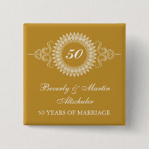 Bóton Quadrado 5.08cm Botão de Celebração do Ouro Medallion