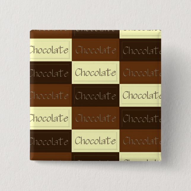 Bóton Quadrado 5.08cm Botão de Chocolate (Frente)