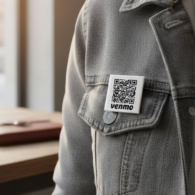 Bóton Quadrado 5.08cm Botão de código QR personalizável (Customizable QR Code Button)