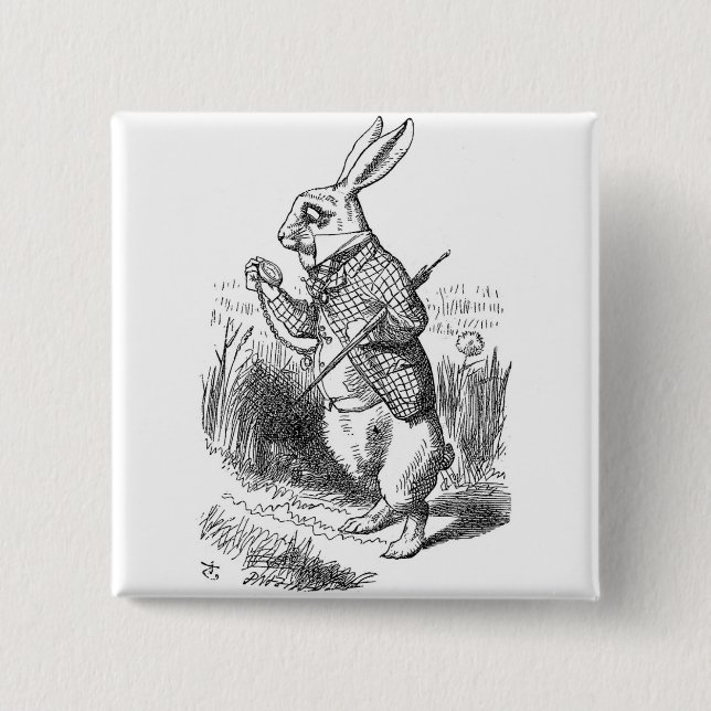 Bóton Quadrado 5.08cm Botão de Coelho (Frente)