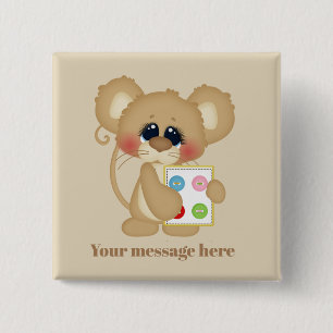 Bóton Quadrado 5.08cm Botão de costura de corte adicionar nome ou mensag