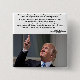 Bóton Quadrado 5.08cm Botão de Cotação Hannah Arendt