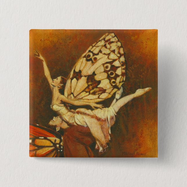 Bóton Quadrado 5.08cm Botão de dança de fadas (Frente)