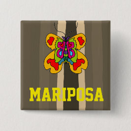 Bóton Quadrado 5.08cm botão de desenho animado mari[posa