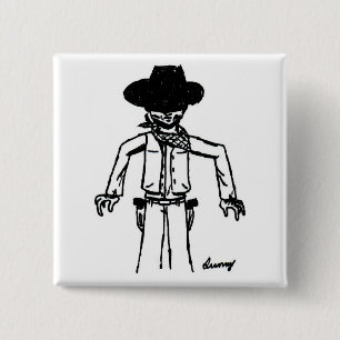 Bóton Quadrado 5.08cm Botão de Desenho do Cowboy