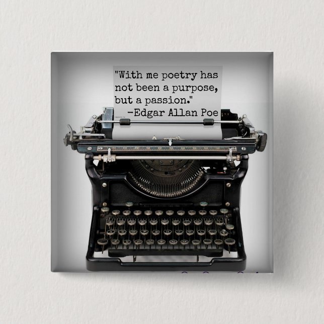 Bóton Quadrado 5.08cm Botão de Edgar Allan Poe (Frente)