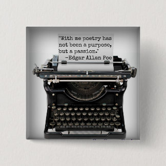 Bóton Quadrado 5.08cm Botão de Edgar Allan Poe