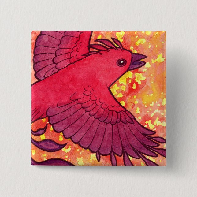 Bóton Quadrado 5.08cm Botão de Firebird (Frente)