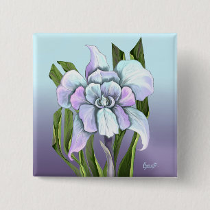 Bóton Quadrado 5.08cm Botão de flor de Smeraldo