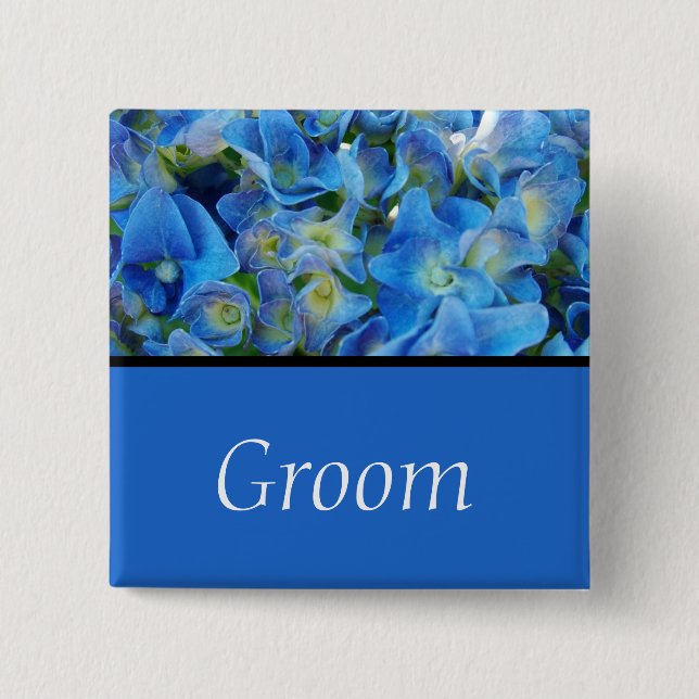 Bóton Quadrado 5.08cm botão de flores azul hydrangea (Frente)