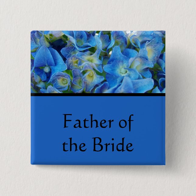 Bóton Quadrado 5.08cm botão de flores azul hydrangea (Frente)