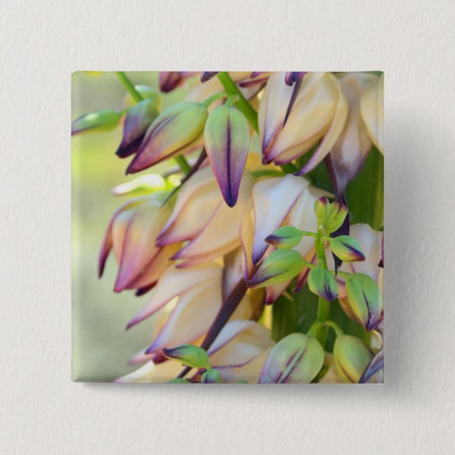 Bóton Quadrado 5.08cm botão de flores yucca (Frente)