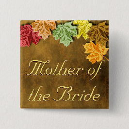 Bóton Quadrado 5.08cm Botão de Folhas de outono